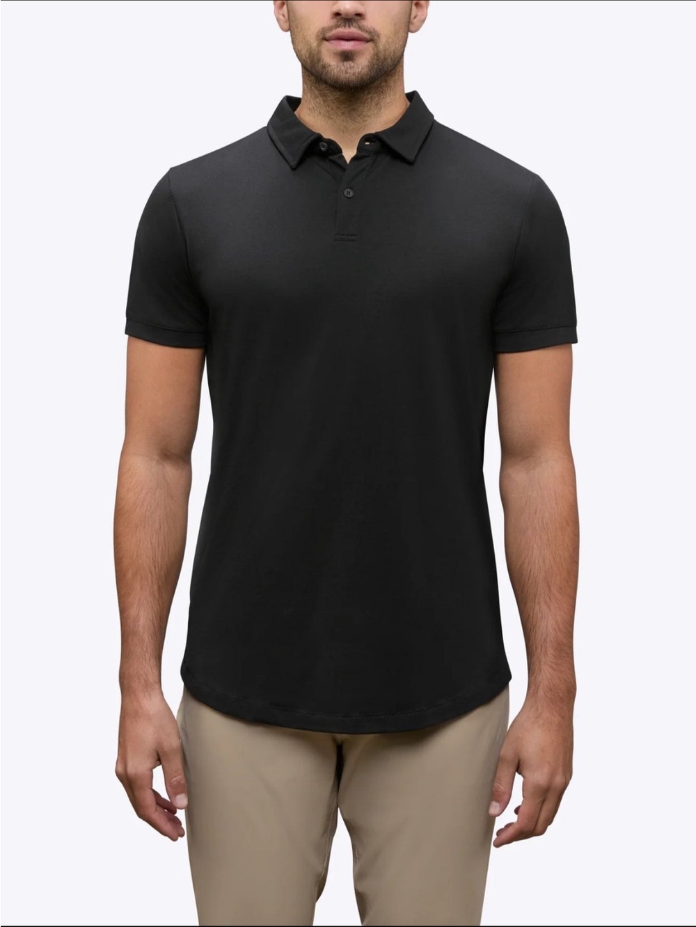 CUTS AO Curve-Hem Polo Black Men’s Medium Performance Shirt
